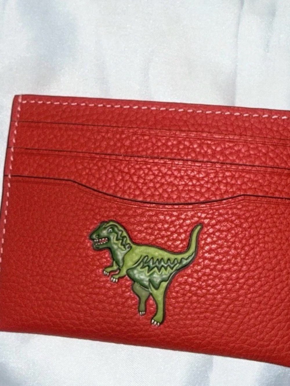 Coach Red Card Holder with Brown Interior